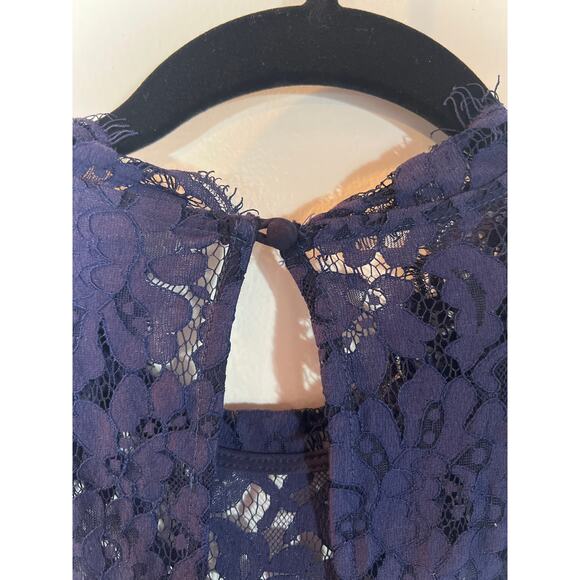 Keepsake Dress Mini Short Elegant Navy Lace Sheath Cocktail Sheath Large - Picture 7 of 12